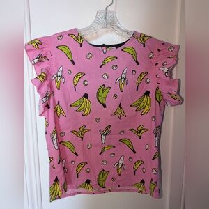 Nooworks Bananas Ruffle Top Size M